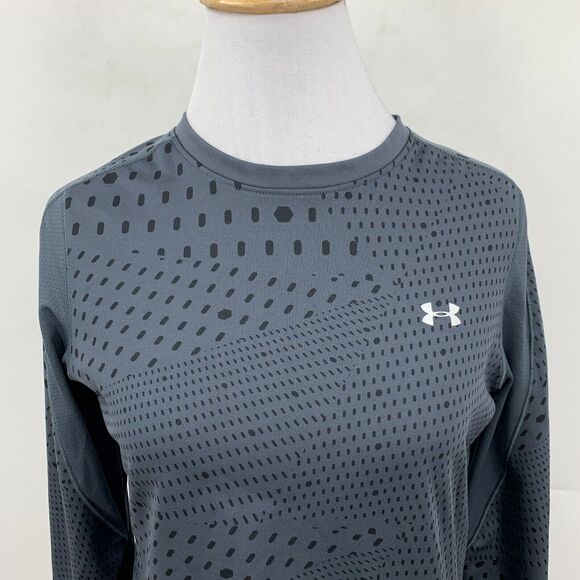 Under Armour Shirt Womens M Medium Grey Micro Fleece Long Sleeve Fitted ColdGear - Picture 3 of 11